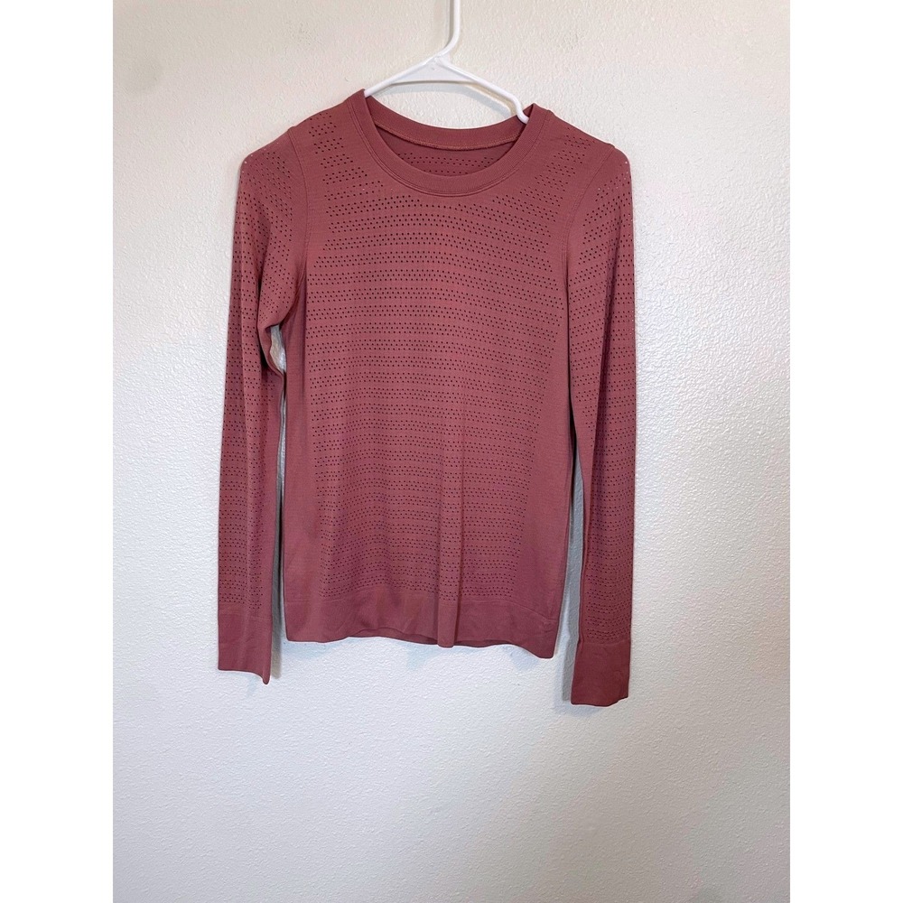 Lululemon Women's XXS Breeze By Long Sleeve Perforated‎ Athletic Top Dusty Rose